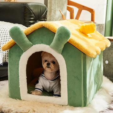 Dog and Cat Bed House With Flannel Soft chaarli