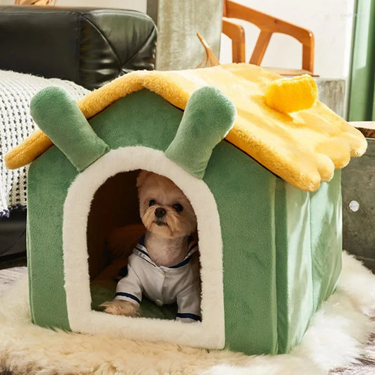 Winter Dog House With Flannel Soft Fabric