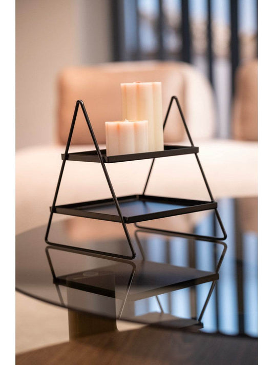 Modern Triangle Metal Organizer – 2-Tier Display Stand for Jewelry, Candles & Decor