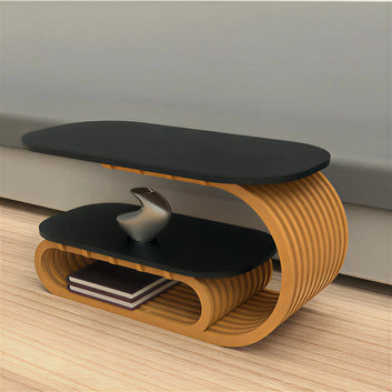 Oval Solid Wood Coffee Table with Storage – furely