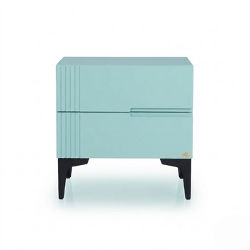 Bedside Table with 2 Drawer Storage Wooden Nightstand for Bedroom Mint blue