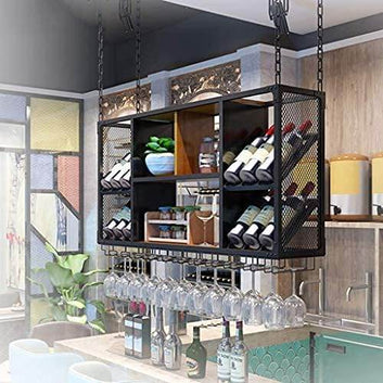 Wall Mounted Wine Rack with Glass Holder