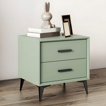 Modern Wooden Bedside Table with 2 Drawer Storage