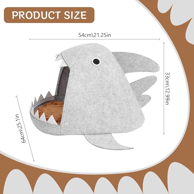 Kawaii Cartoon Open Shark Mouth Cat Bed - furely