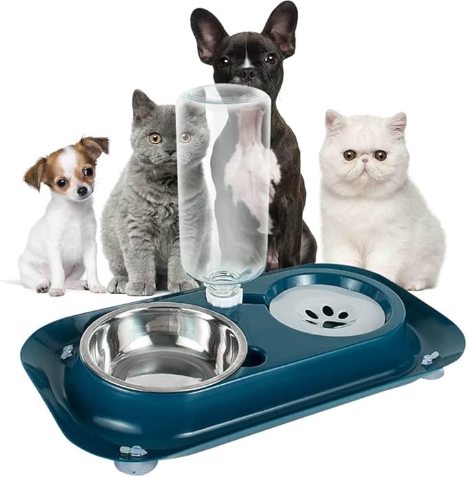 Double Cat And Dog Food And Water Feeder - furely