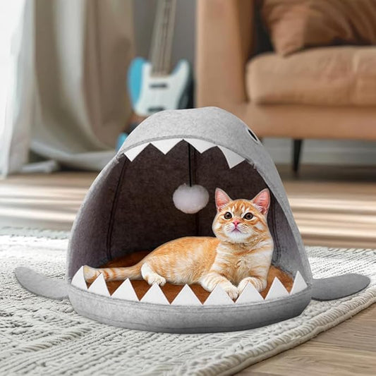 Kawaii Cartoon Open Shark Mouth Cat Bed