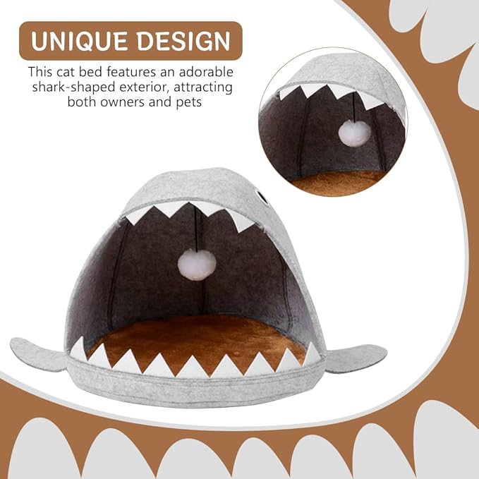 Kawaii Cartoon Open Shark Mouth Cat Bed - furely