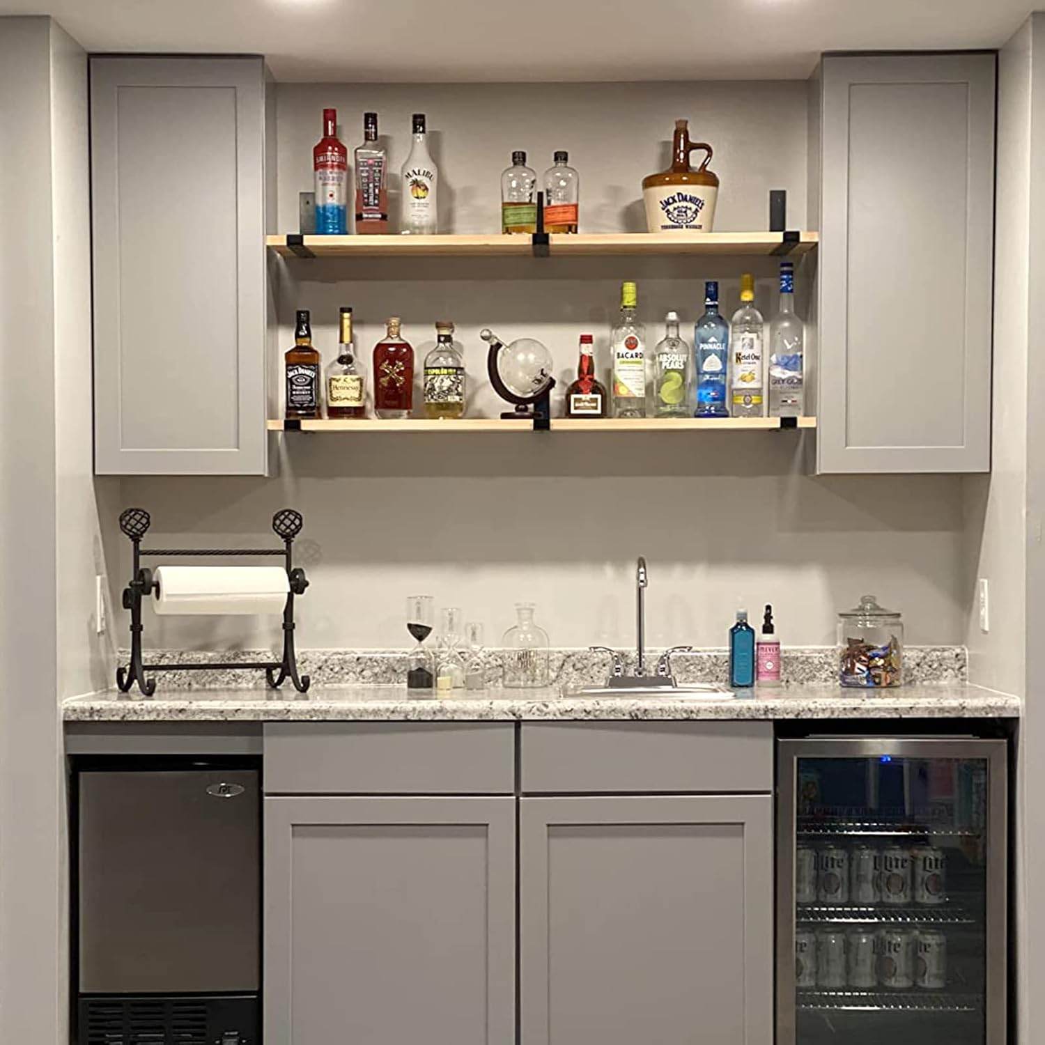 Wall Mounted Wooden Shelves with Brackets Set-3