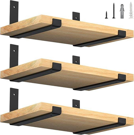 Wall Mounted Wooden Shelves with Brackets Set-3
