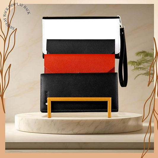 Gold Metal Handbag Display Rack – Luxury Purse Organizer Stand for Clutches & Wallets