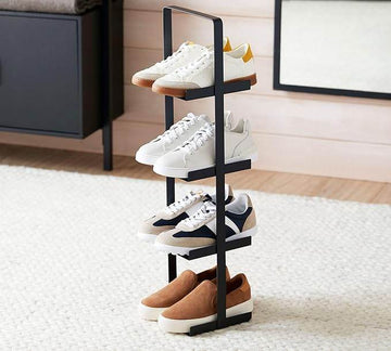 Vertical 4-Tier Shoe Rack – Modern Space-Saving Metal Shoe Organizer