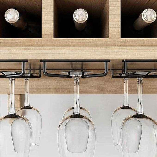 Under Cabinet Wine Glass Rack – Hanging Stemware Holder for Kitchen & Bar Storage
