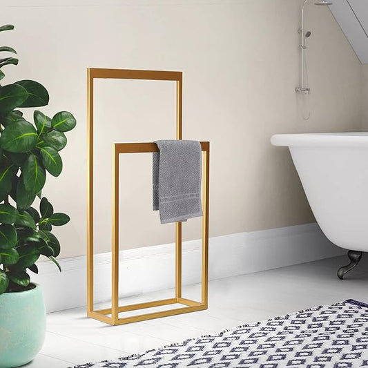 Minimalist Gold Towel Rack – Slim Freestanding Holder for Modern Bathrooms