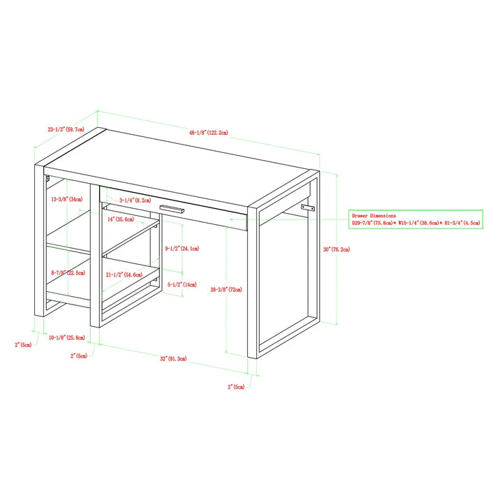 Modern Industrial Office Desk with Drawer & Shelf