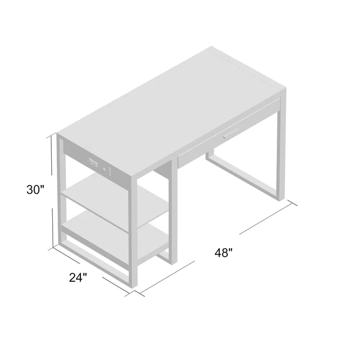 Modern Industrial Office Desk with Drawer & Shelf