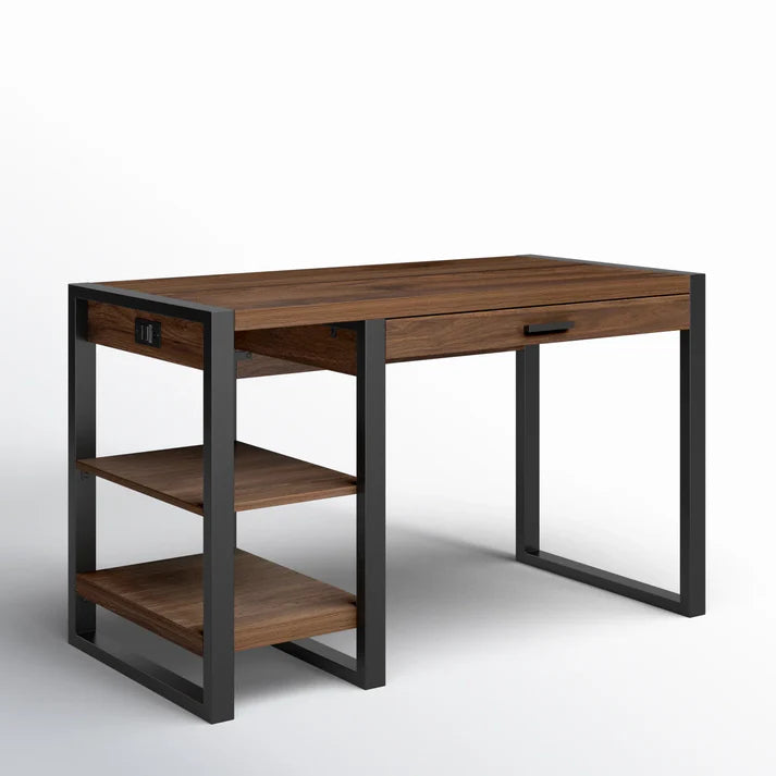 Modern Industrial Office Desk with Drawer & Shelf