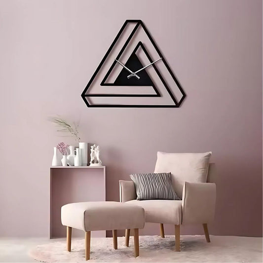 Modern Triangle Wall Clock – Bold Geometric Metal Design for Stylish Living Rooms
