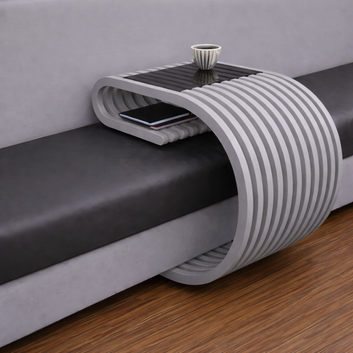 MajesticLuxe C-Shaped Solid Wood Sofa Side Table - Furely