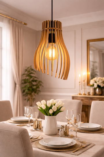 Handcrafted Wooden Hanging Pendant Light