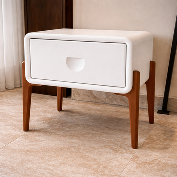 NovaEdge Solid Wood Bedside Table with Drawer - Furely