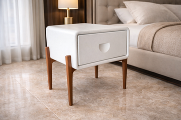 NovaEdge Solid Wood Bedside Table with Drawer - Furely