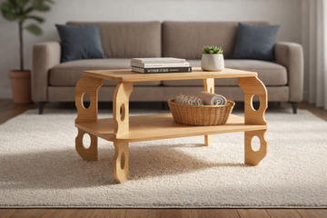 OpalNest Solid Wood Side Table with Storage Shelf - Furely