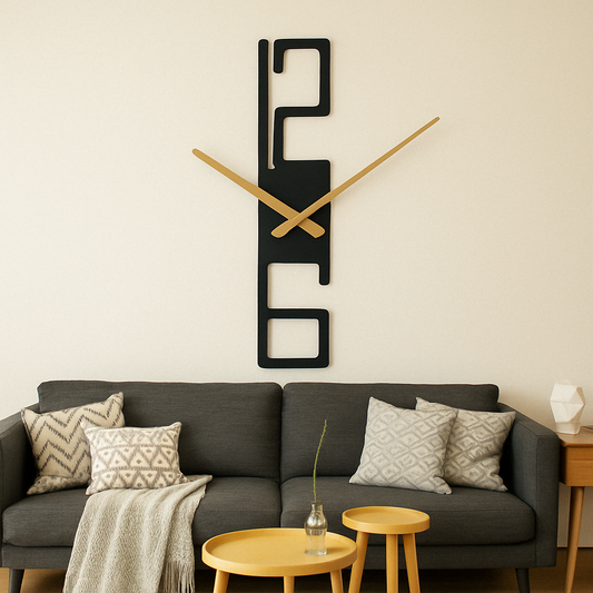 Vertical Typography Wall Clock – Modern Minimalist 12-6 Number Design
