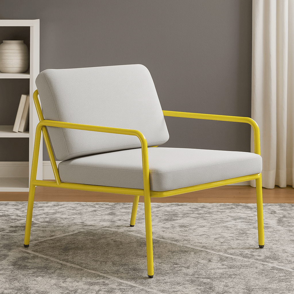 Modern Metal Frame Chair – Soft Cushions | Lightweight | Powder-Coated Finish | Customizable Colors & Accessories