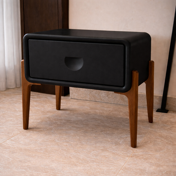 NovaEdge Solid Wood Bedside Table with Drawer - Furely