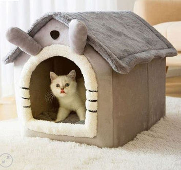 Foldable Warm Winter Cat House With Comfort