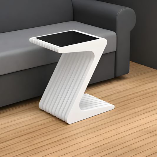 MajesticLuxe Z-Shaped Solid Wood Side Table - Furely