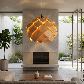 Wooden Leaf Pendant Light – Modern Hanging Ceiling Lamp for Living Room - Furely