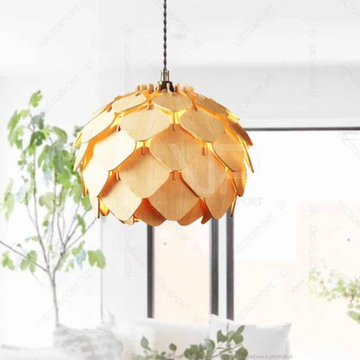 Wooden Leaf Pendant Light – Modern Hanging Ceiling Lamp for Living Room - Furely