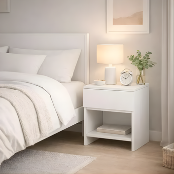 Compact Nightstand for Bedroom Solid Wood Side table - Furely