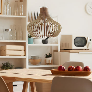 Handcrafted Solid  Wooden Pendant Lamp Shade - Scandinavian Laser Cut Nordic Design Ceiling Light