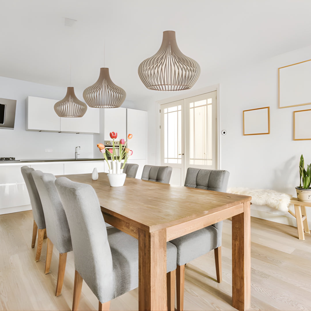 Handcrafted Solid  Wooden Pendant Lamp Shade - Scandinavian Laser Cut Nordic Design Ceiling Light