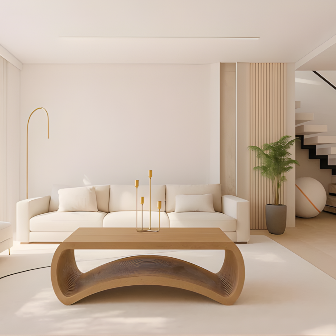 Organic Wave Solid Wooden Coffee Table - Furely