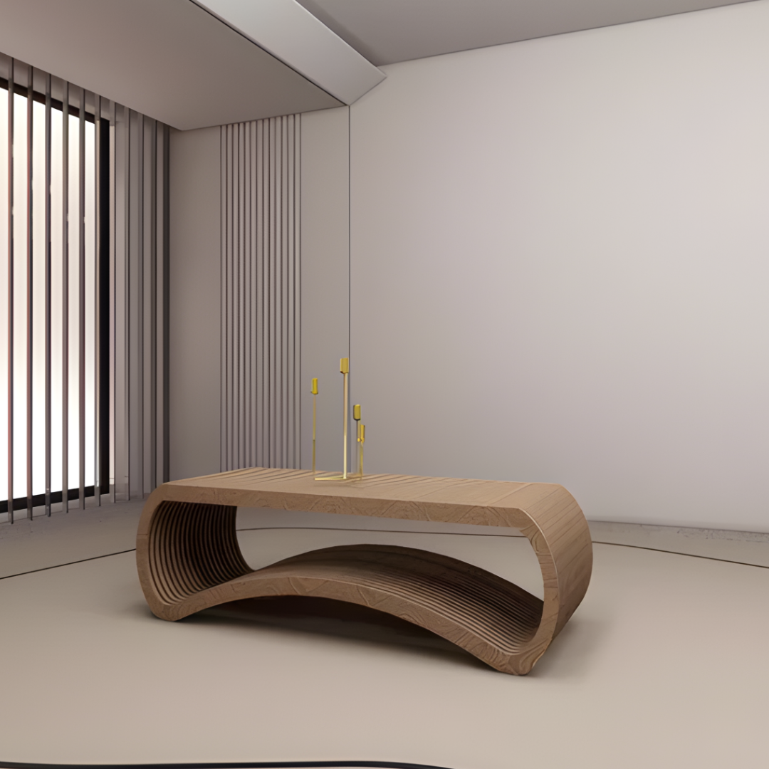 Organic Wave Solid Wooden Coffee Table - Furely
