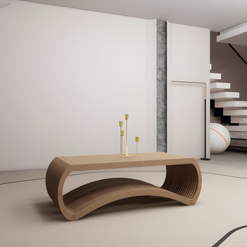 Organic Wave Solid Wooden Coffee Table - Furely