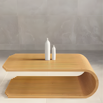 AuraCraft C-Frame Solid Wood Center Table  Open Shelf - Furely