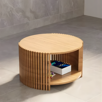 ImperialRound Solid Wood Coffee Table- Furely