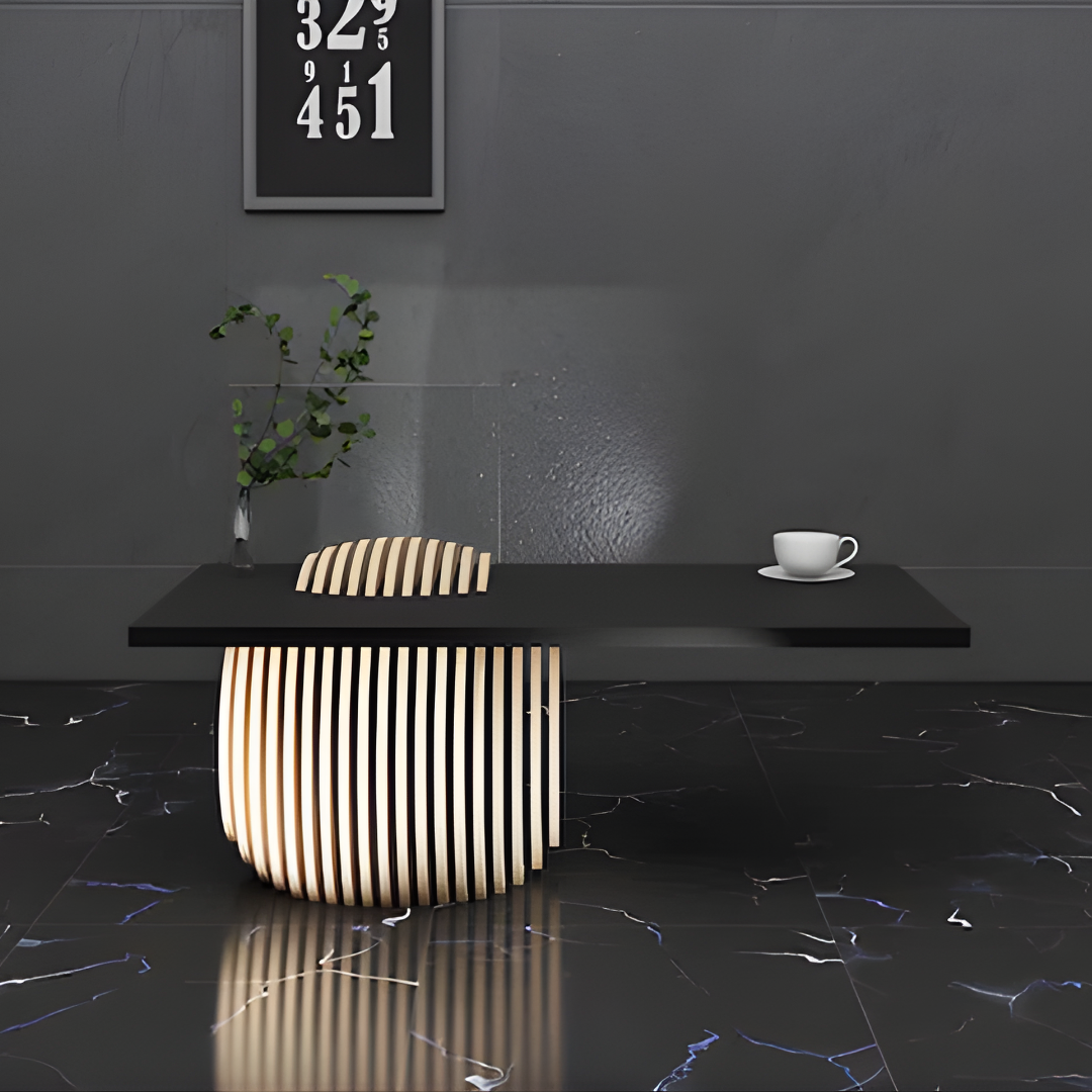 Sculptural Side Table – Parametric solid Wood Base for Living Room - Furely