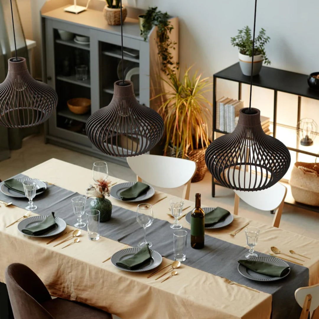 Handcrafted Solid  Wooden Pendant Lamp Shade - Scandinavian Laser Cut Nordic Design Ceiling Light