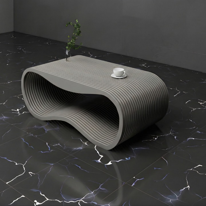 Organic Wave Solid Wooden Coffee Table - Furely