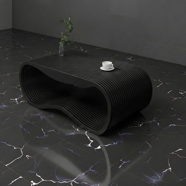 Organic Wave Solid Wooden Coffee Table - Furely