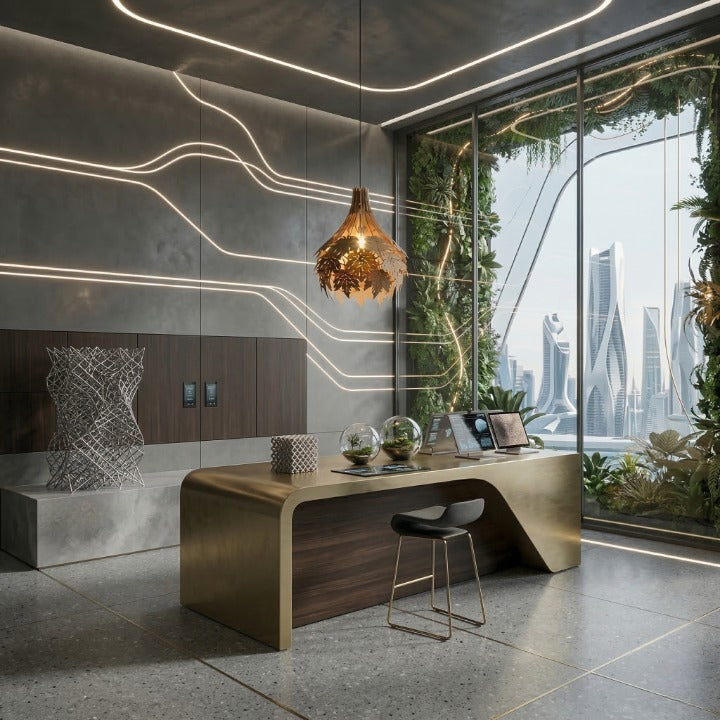 Handcrafted Solid Wooden Leaf Hanging Lamp