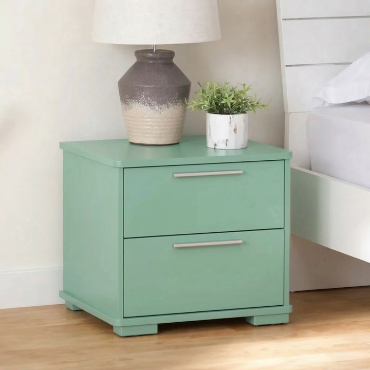VelvetCraft Solid Wood 2 Drawer Bedside Table - Furely
