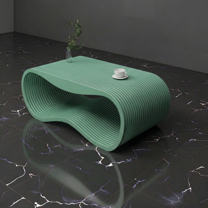 Organic Wave Solid Wooden Coffee Table - Furely