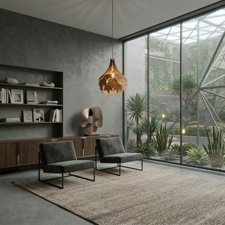 Handcrafted Solid Wooden Leaf Hanging Lamp