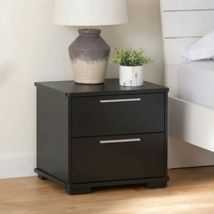 VelvetCraft Solid Wood 2 Drawer Bedside Table - Furely